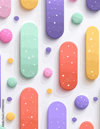Abstração geométrica com formas orgânicas e cores pastel