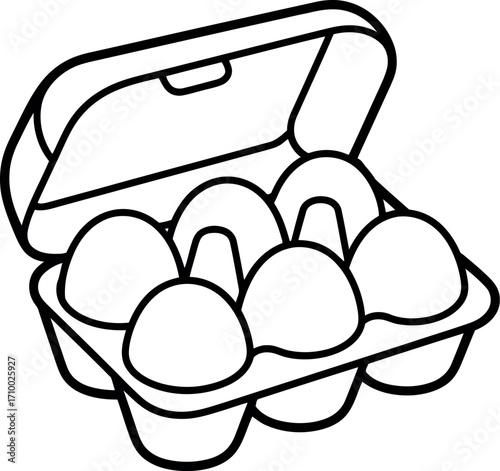 Six organic eggs in carton fresh farm breakfast food illustration vector