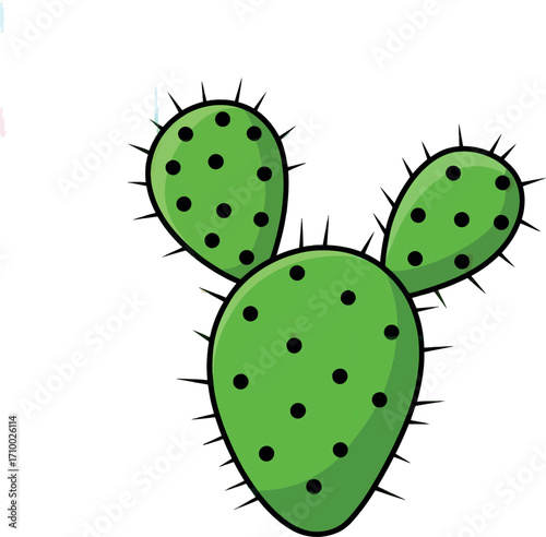 Vibrant prickly pear cactus illustration minimalist desert plant art vector
