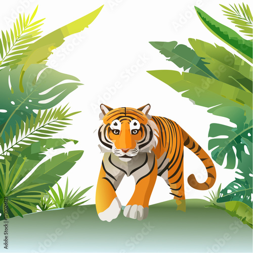 3D Tiger, im dichten Dschungel, Sonnenstrahlen, fotorealistisch, kraftvoll, dynamische Pose