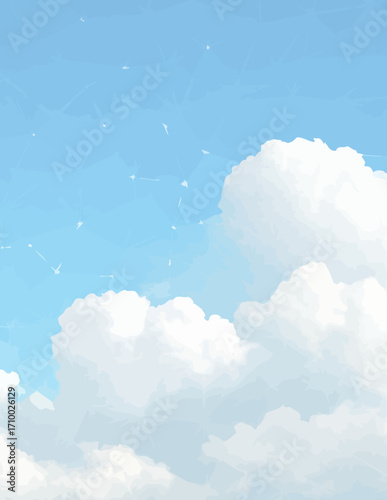 Céu Sereno com Nuvens e Traços de Conexão Abstrata