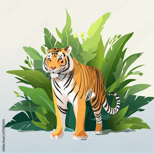 3D Tiger, im dichten Dschungel, Sonnenstrahlen, fotorealistisch, kraftvoll, dynamische Pose