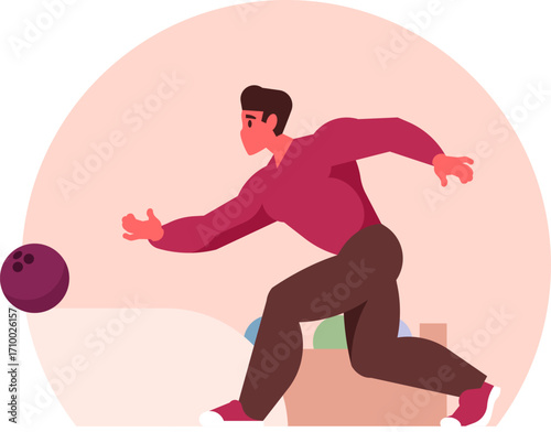 Bowling Player – Sports and Recreation Vector Illustration