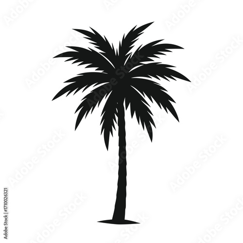 Palm tree silhouette vector tropical beach summer design.
