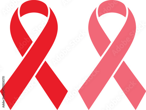 Red and pink ribbons symbolizing health awareness and support vector