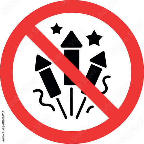 No fireworks sign prohibition danger explosive warning symbol vector