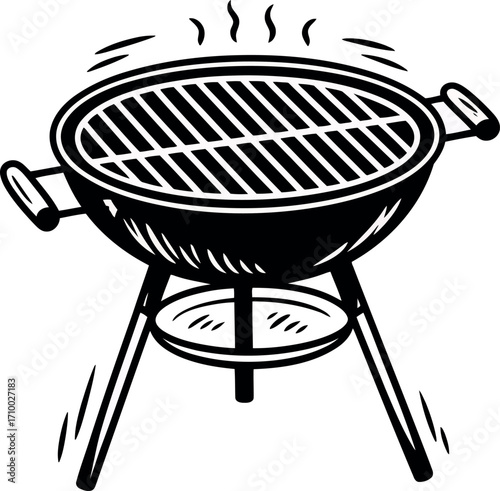 Vintage barbecue grill hot summer outdoor cooking icon vector
