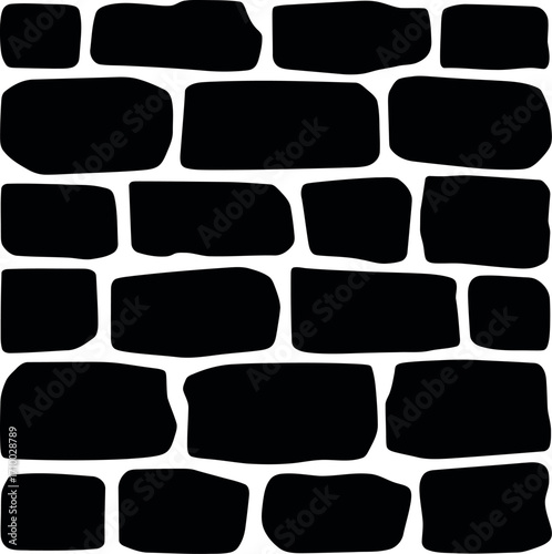 Rustic black brick wall texture seamless pattern vector
