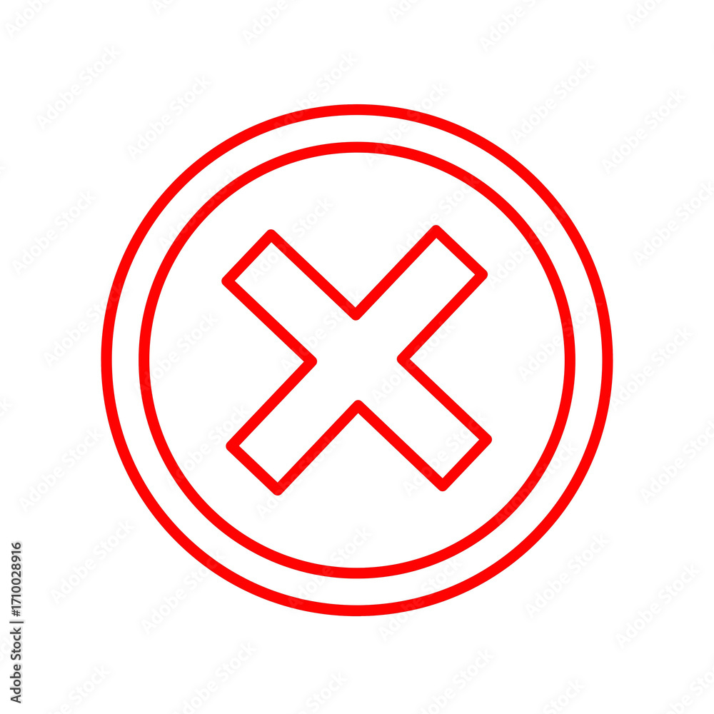 Obraz premium Red x mark inside a circle symbol for no or incorrect answer