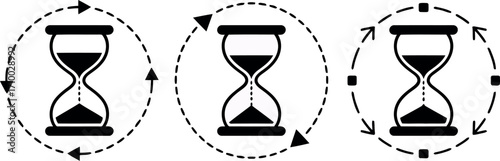 Time passing hourglass icons cycle concept clock sand timer vector