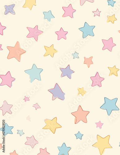 Padrão de Estrelas Pastel em Estilo Vetorial Simples