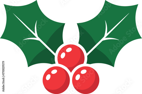 Festive holly berries and leaves christmas holiday icon vector
