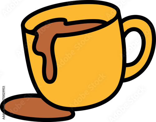 Spilled coffee cup cartoon icon hot beverage messy drink vector