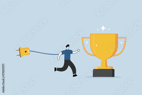 Try too hard, businessman who tries too hard to reach an achievement but fails with limits.