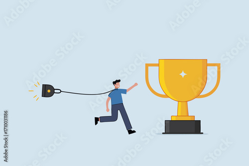 Try too hard, businessman who tries too hard to reach an achievement but fails with limits.