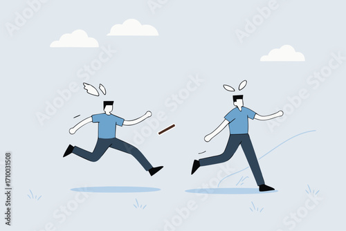 Fail baton pass, mistrust partner businessman fail Baton pass lose business competition