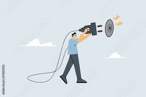 Recharge yourself, exhausted overworked businessman plugging in electricity to recharge.