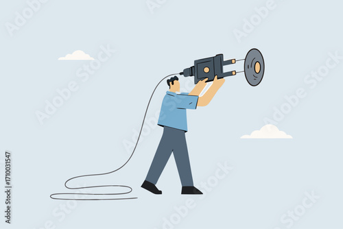Recharge yourself, exhausted overworked businessman plugging in electricity to recharge.