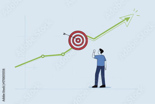 businessman marketer with magnifying glass analyzing chart and graph of customer data.