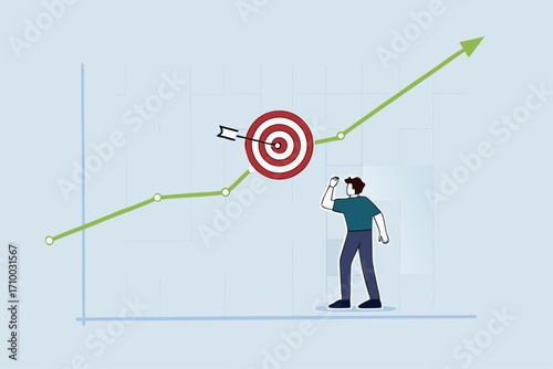 businessman marketer with magnifying glass analyzing chart and graph of customer data.
