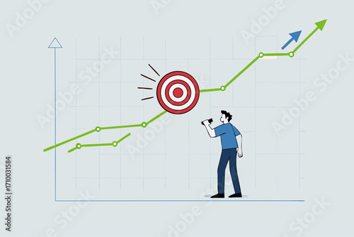 businessman marketer with magnifying glass analyzing chart and graph of customer data.