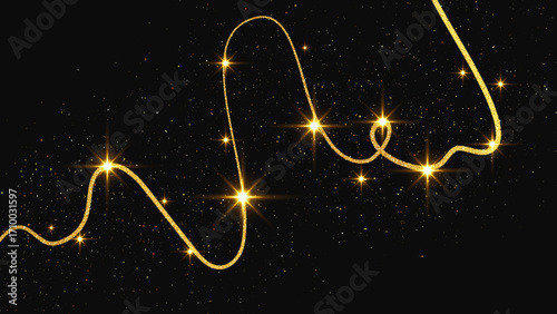 Gold glittering confetti wave and stardust