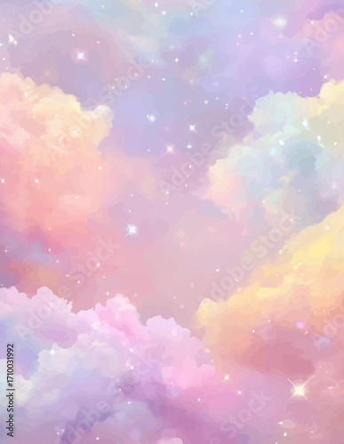 Nuvem Abstrata Pastel com Estrelas