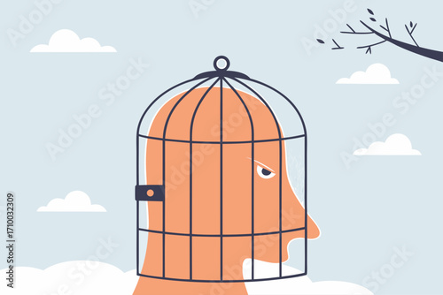 Fixed mindset, the birdcage lock of depressed scary human brain