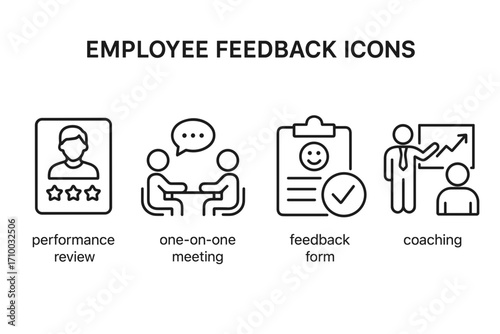 Employee Feedback Icons – Minimal Vector Set for HR, Performance Reviews & Workplace Communication
