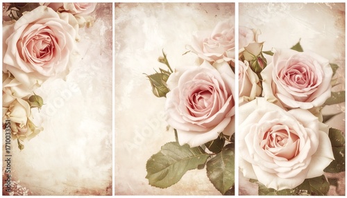 Fototapeta Naklejka Na Ścianę i Meble -  Romantic rose tri-panel art