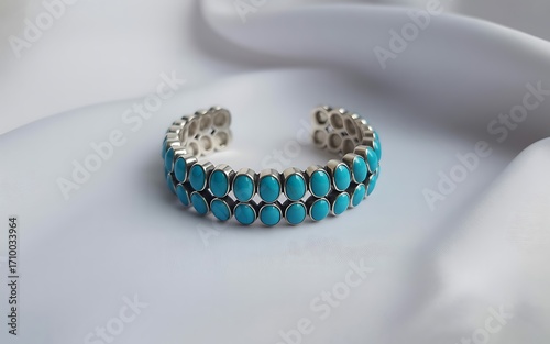Turquoise cuff bracelet isolated on white