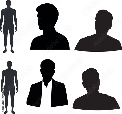 Set of men and people silhouettes icons vector illustration