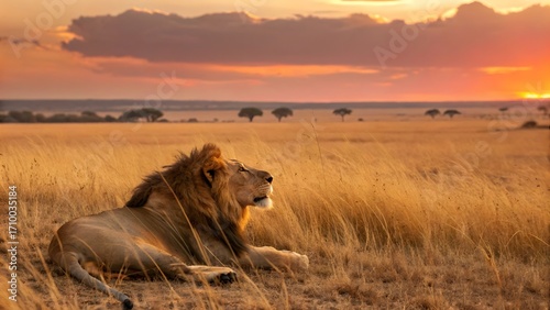 lion in the savannah