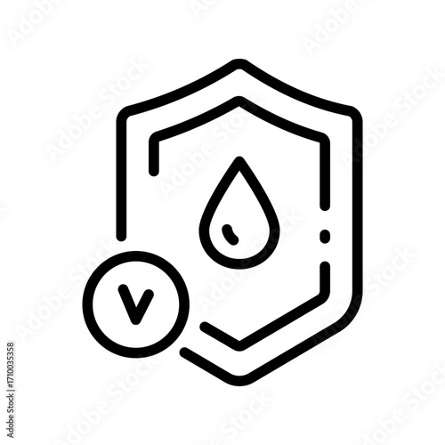 Water resistant material simple symbol. Orthopedic waterproof mattress vector outline icon. Isolated on white background illustration.
