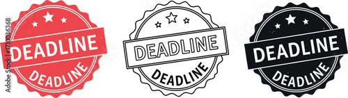 Urgency and completion: three "Deadline" stamps signifying time-sensitive tasks and project finalization