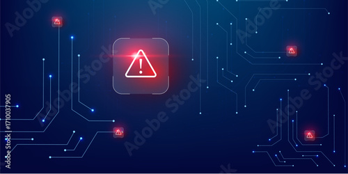 scam alert denger blue circuit background
