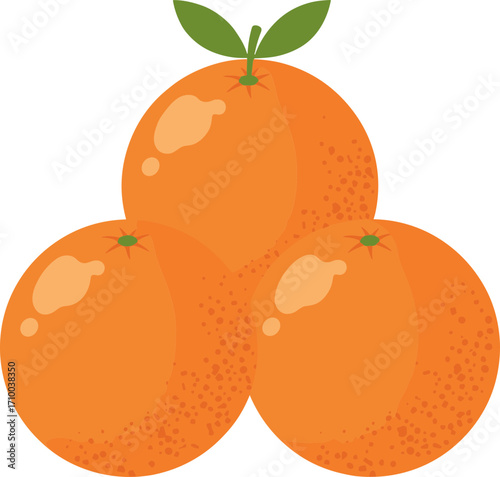 Simple Flat Style Group of Oranges with Leaf Fruit Illustration