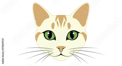 a charming cat face with green eyes and light brown markings, showcasing feline beauty