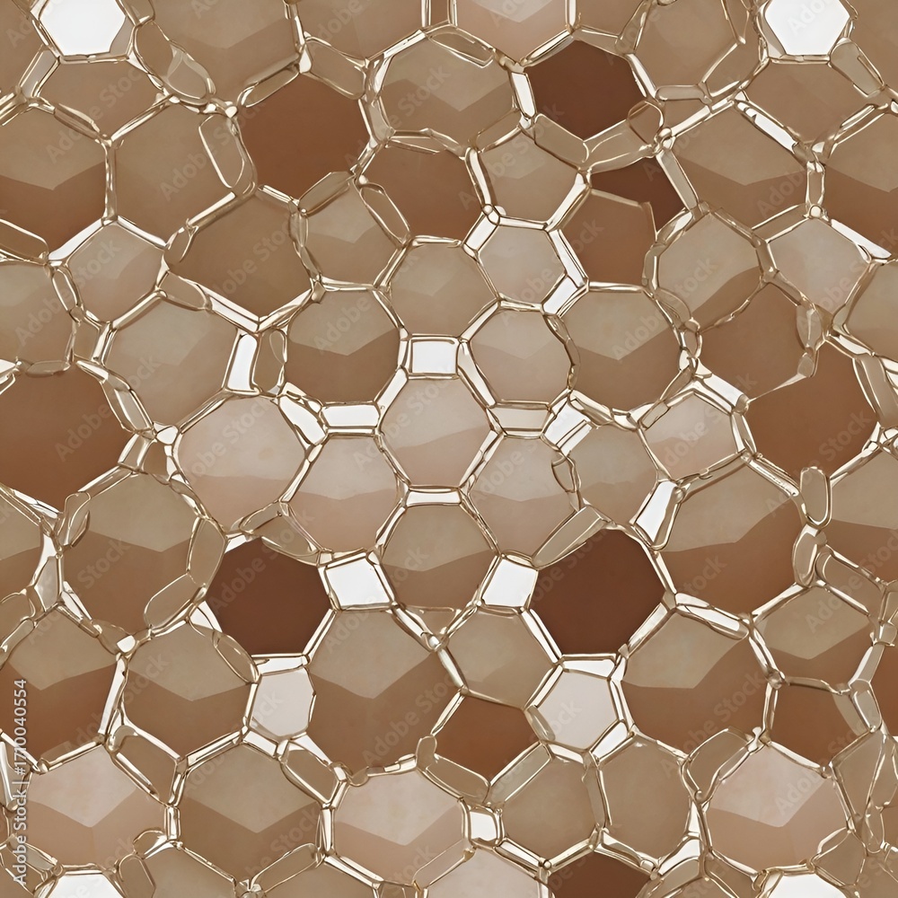 Naklejka premium Symmetrical hexagon pattern in neutral colors, center space left blank