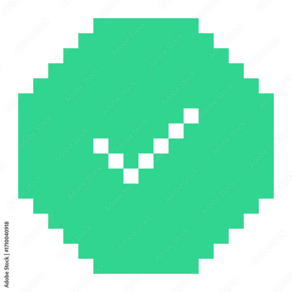 Fototapeta premium Flat pixel octagon check icon