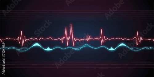 EKG heartbeat monitor showing a medical cardiogram pulse wave line on a hospital screen chart