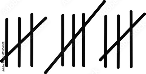 Tally marks representing a count of one person's progress or data