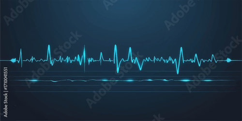 Green EKG wave on a medical monitor charting a heartbeat rate is a digital illustration of life and health