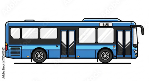 A blue bus, a common mode of public transportation, stands ready to transport passengers to their destinations