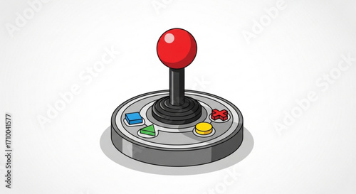 Arcade joystick controller this classic gaming input device is perfect for retro gaming and vector illustration