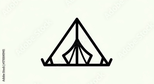 Simple tent icon, representing camping, outdoor adventure, and nature, perfect for minimalist designs and logos