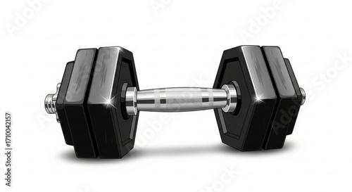 A single dumbbell, showcasing its design and construction, commonly used for strength training and fitness exercises
