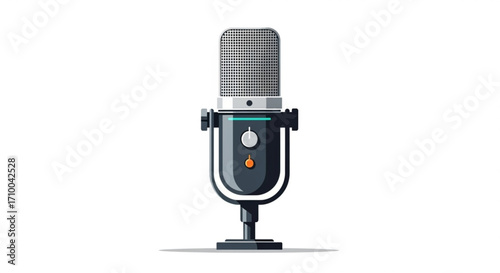 Illustration of a vintage microphone, perfect for podcasting, recording, or audio production projects