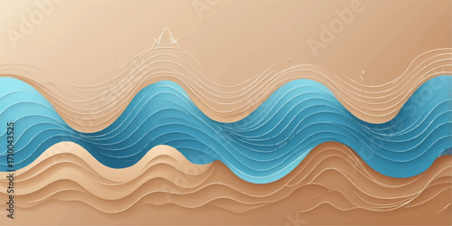 Abstract blue background with seamless ocean wave pattern, illustration, and vector design texture