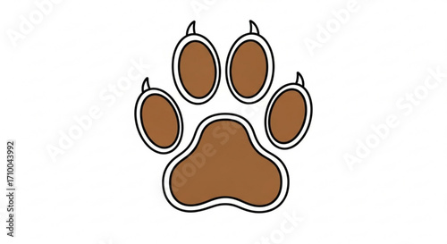 Brown paw print with black outline is a simple and cute design for animal lovers and pet owners alike